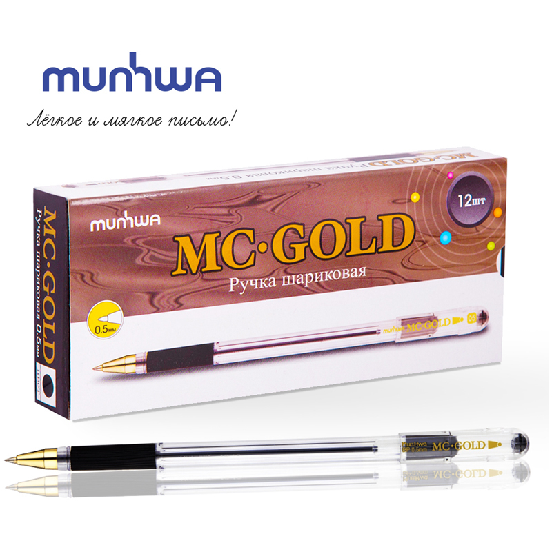 

Ручка шариковая MunHwa MC Gold черная, 0.5 мм, грип 12 штук