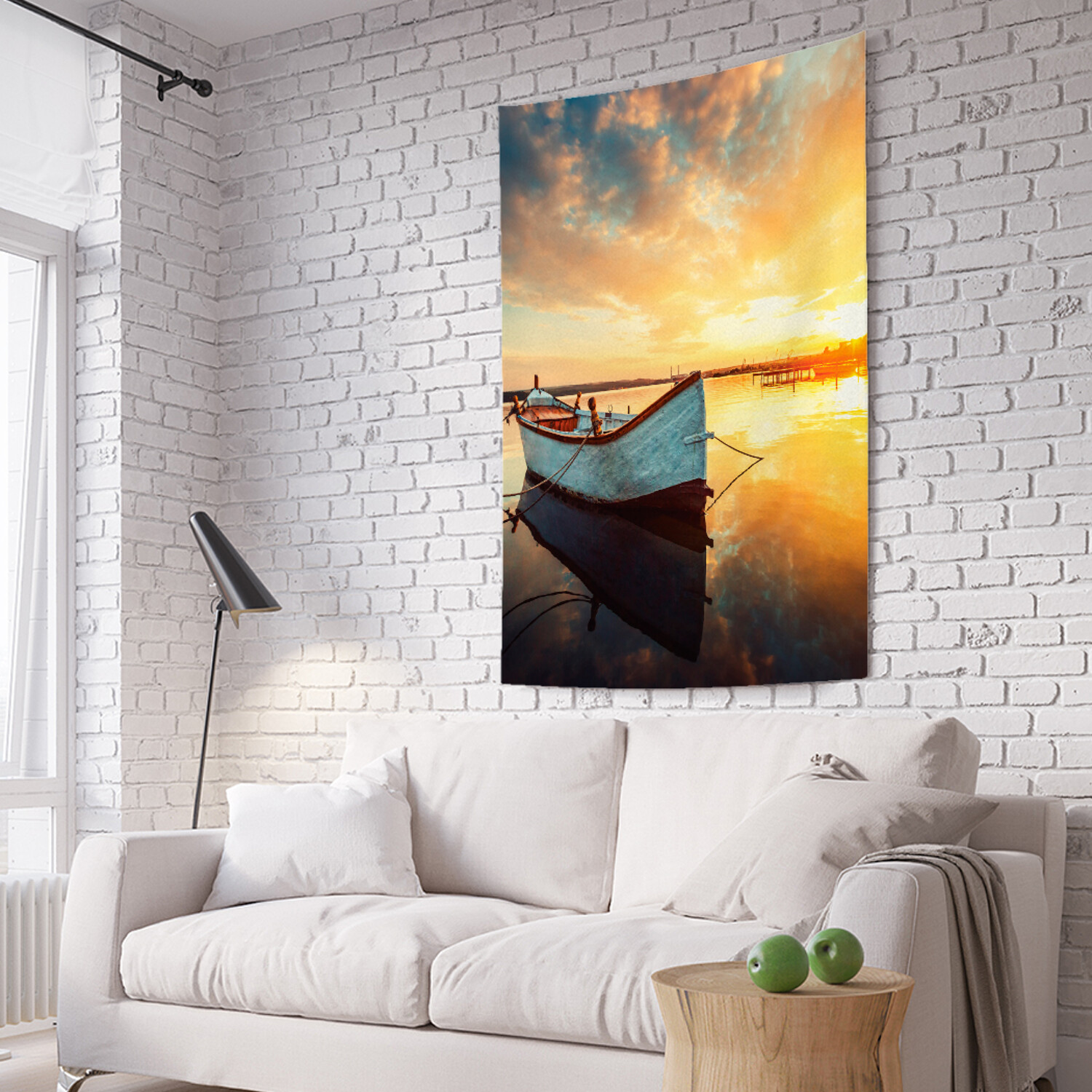 фото Вертикальное фотопанно на стену joyarty "привязанная лодка", 150x200 см