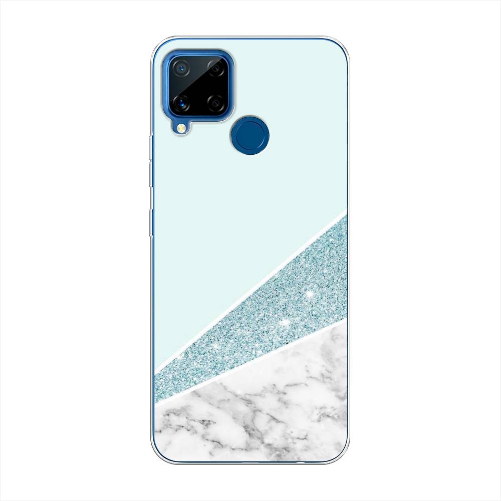 

Чехол Awog на Realme C15 "Мрамор с голубыми блестками", Разноцветный, 255050-3