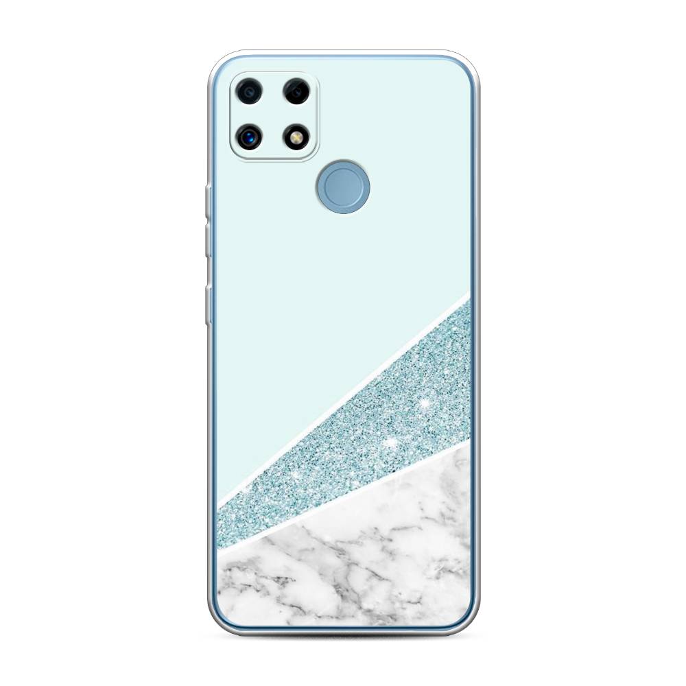 

Чехол Awog на Realme C25/C25s "Мрамор с голубыми блестками", Разноцветный, 256950-3