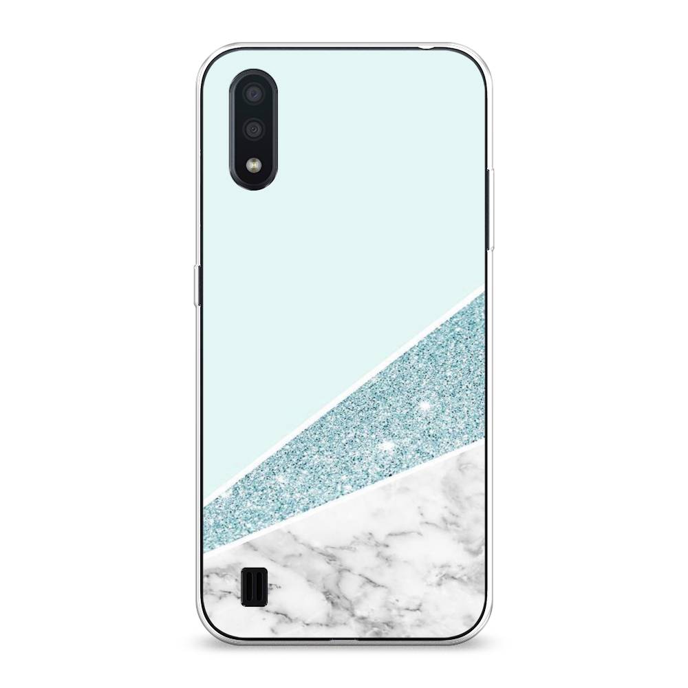 

Чехол Awog на Samsung Galaxy A01 "Мрамор с голубыми блестками", Разноцветный, 29550-3