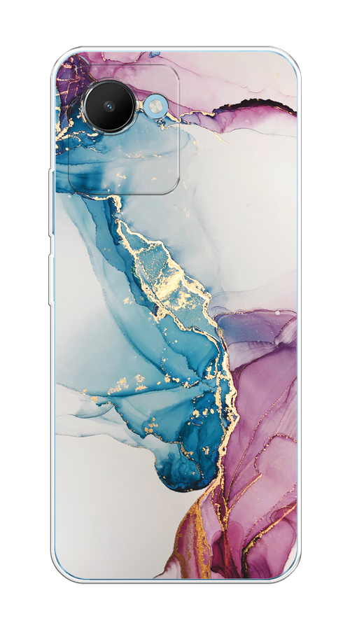 

Чехол на Realme C30S 4G "Розовые разводы рисунок", Синий;розовый;золотистый, 2511650-3