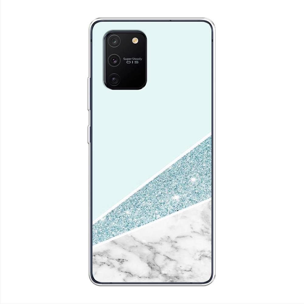 

Чехол Awog на Samsung Galaxy A91/S10 Lite "Мрамор с голубыми блестками", Разноцветный, 29950-3