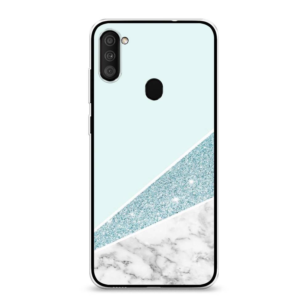 фото Силиконовый чехол "мрамор с голубыми блестками" на samsung galaxy m11 awog
