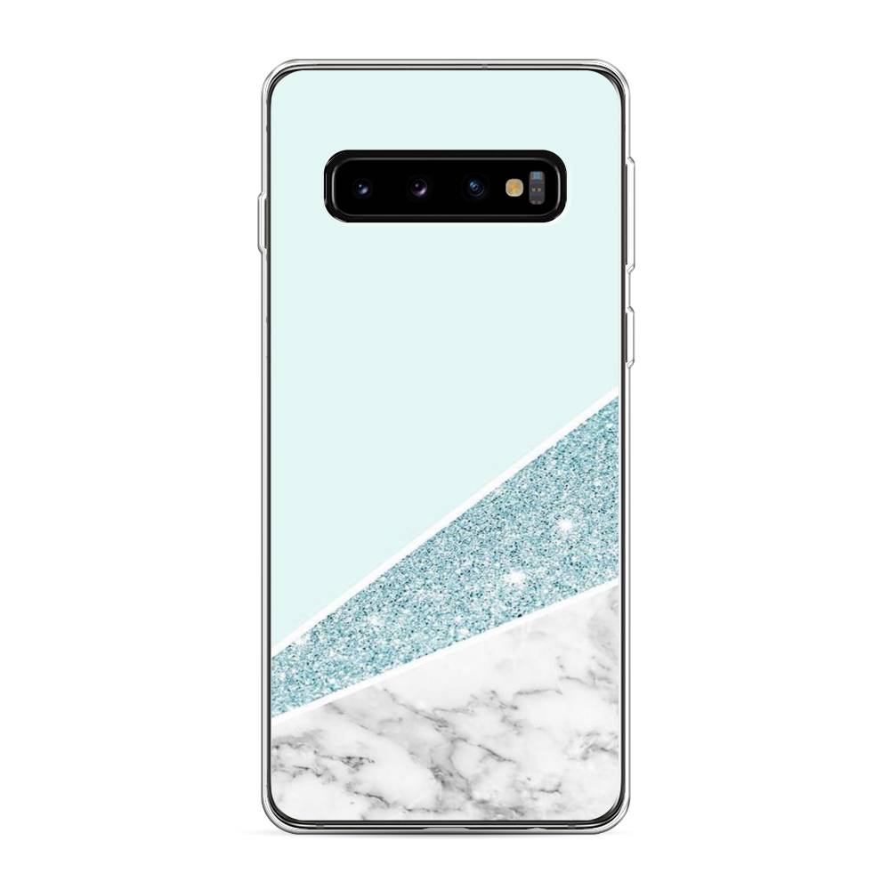 

Чехол Awog на Samsung Galaxy S10 "Мрамор с голубыми блестками", Разноцветный, 27050-3