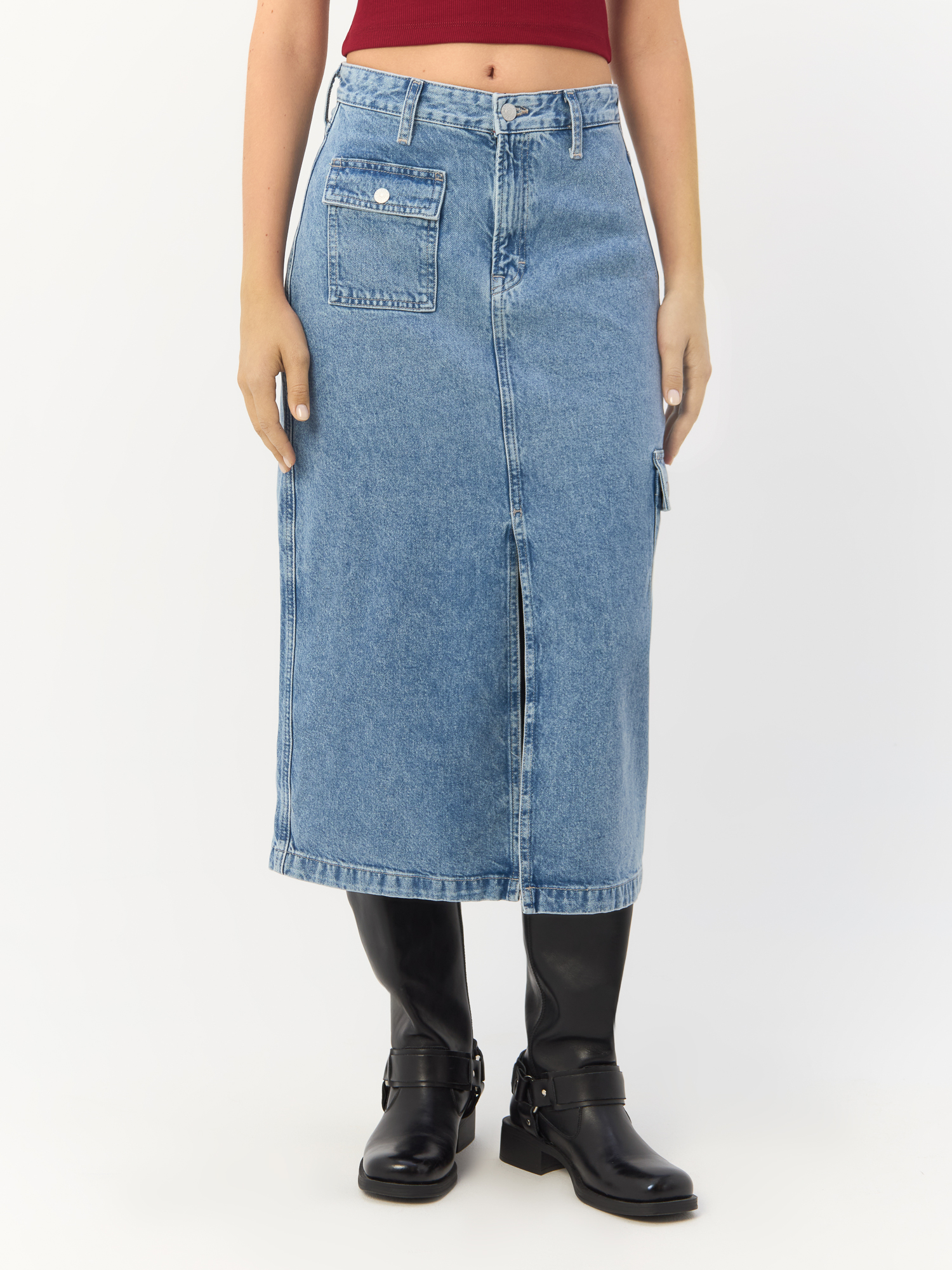 Юбка женская Tommy Hilfiger Jeans Claire High Midi Skirt DW0DW18226 синяя 26 EU