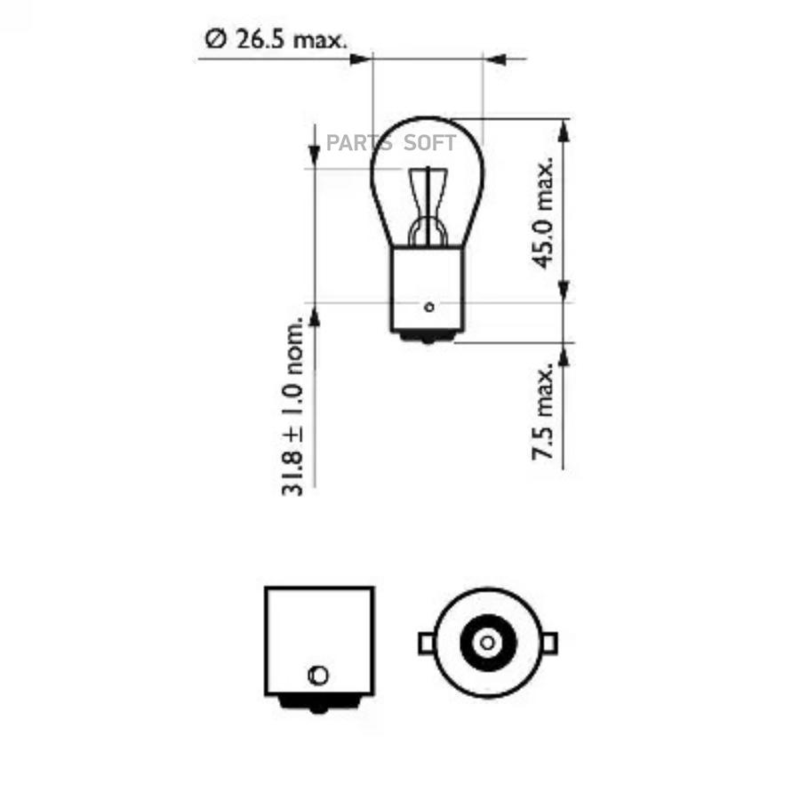 

Лампа 12v p21w 21w philips 2 шт. блистер 12498b2