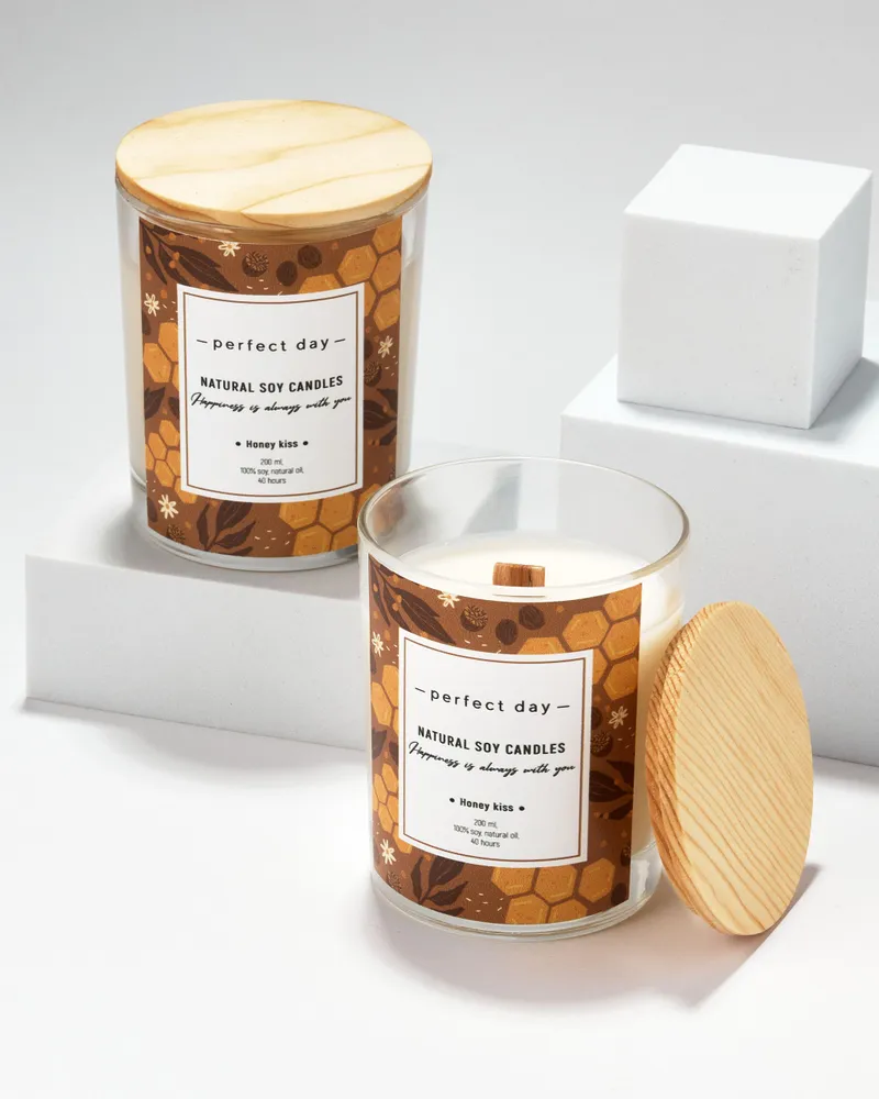 

Свеча ароматическая PERFECT DAY CANDLES Пряный мед и бобы тонка, медовый поцелуй, Пряный мед и бобы тонка деревянный фитиль