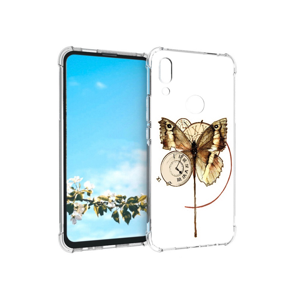 Чехол MyPads Tocco для Huawei P Smart Z старинные часы с бабочкой