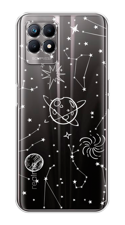 

Чехол на Realme 8i "Планеты в космосе", Белый, 257350-2