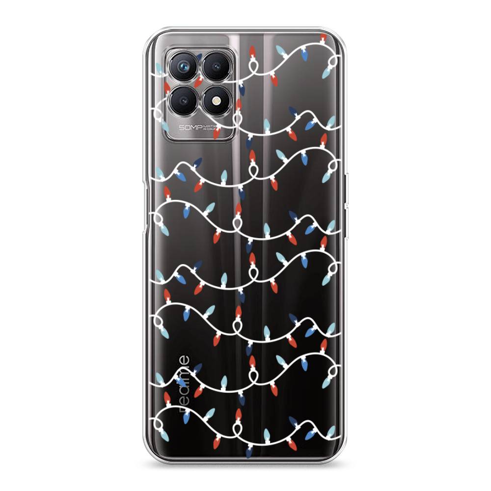 

Чехол на Realme 8i "Разноцветная гирлянда", Белый;красный;синий, 257350-5
