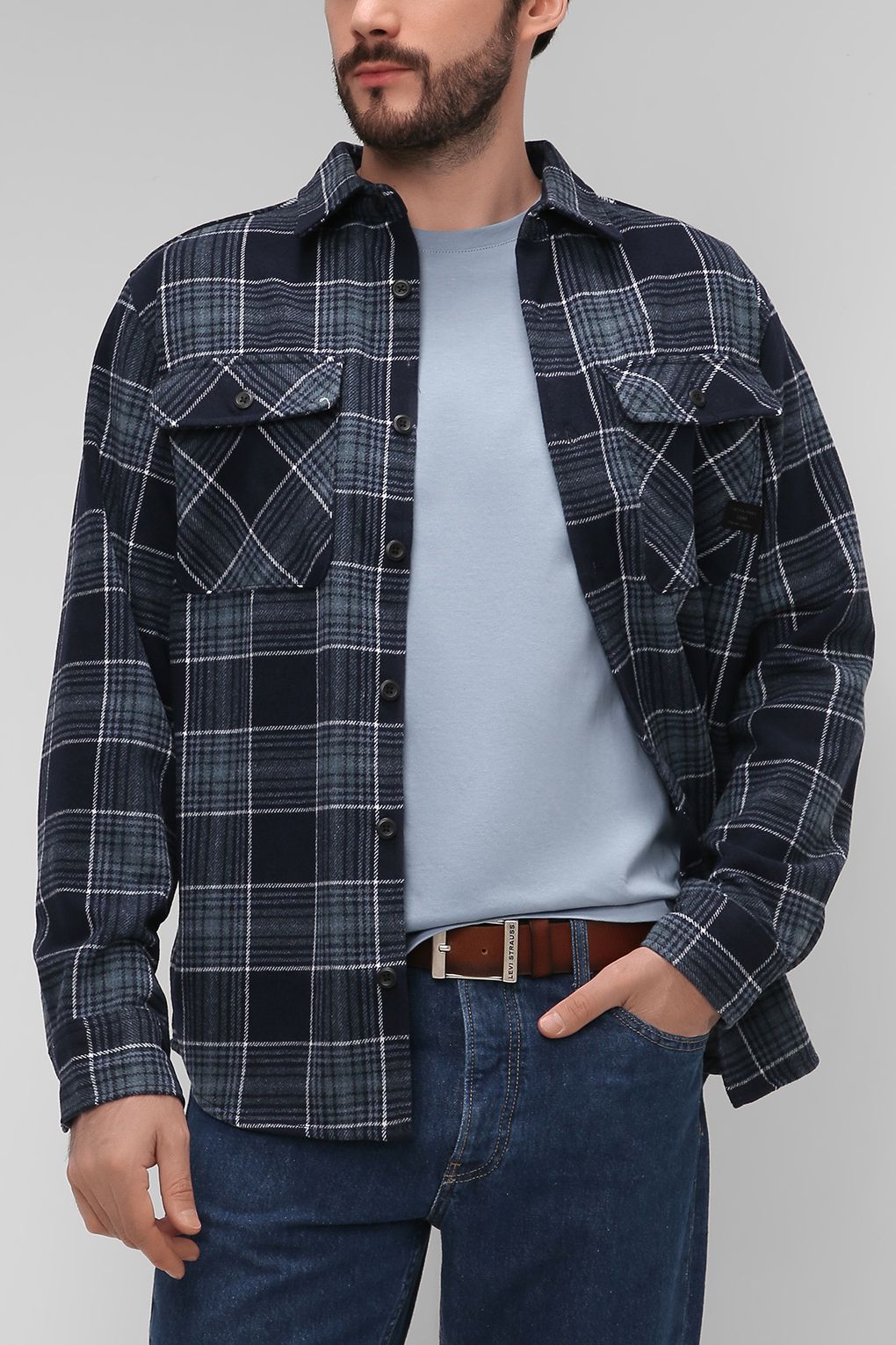 

Рубашка мужская Jack & Jones 2110 OCTOBER синяя XL, 2110 OCTOBER