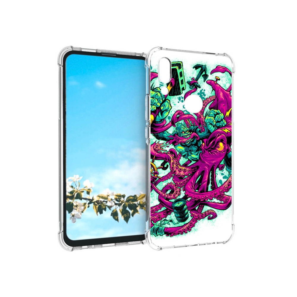 Чехол MyPads Tocco для Huawei P Smart Z фиолетовый кракен