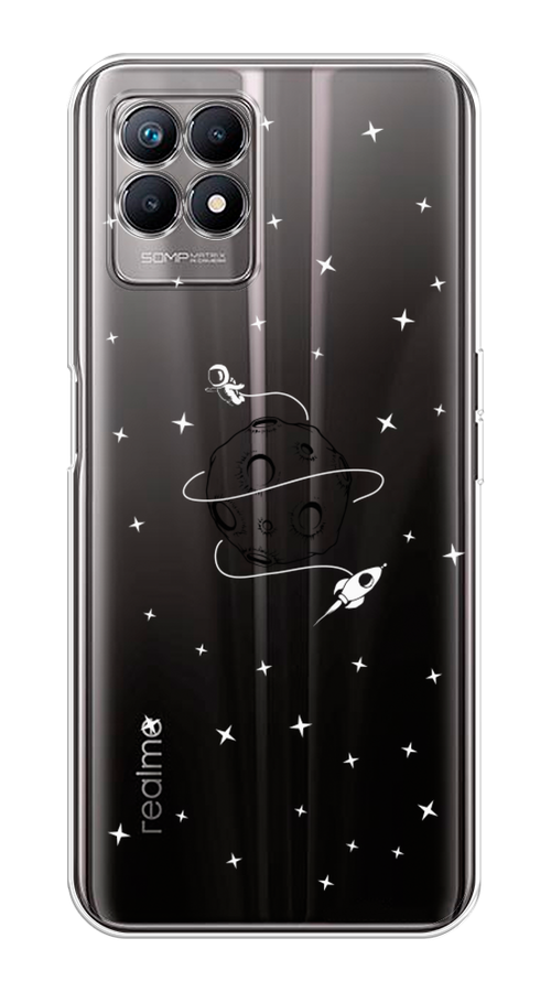 

Чехол на Realme 8i "Полет вокруг луны", Белый;серый;черный, 257350-2