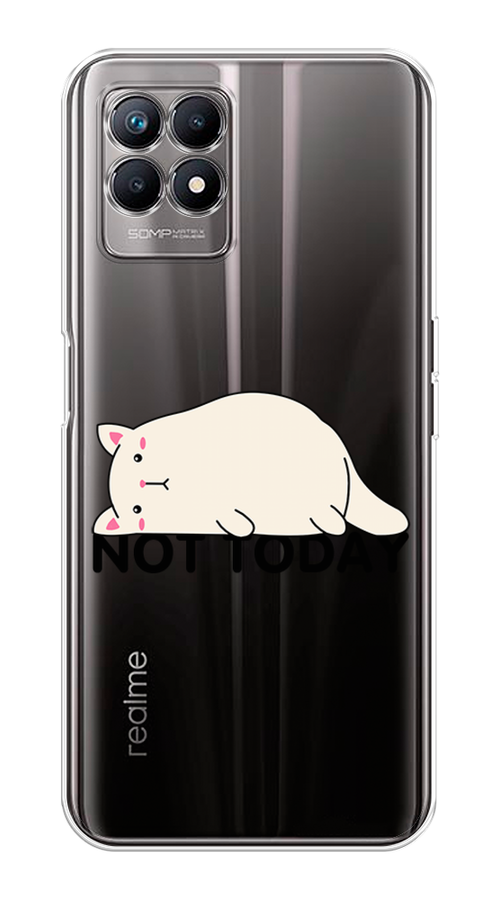 

Чехол на Realme 8i "Cat not today", Белый;розовый;черный, 257350-1
