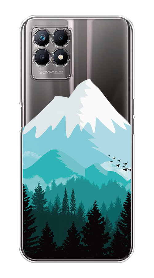 

Чехол на Realme 8i "Синяя снежная гора", Белый;голубой, 257350-2