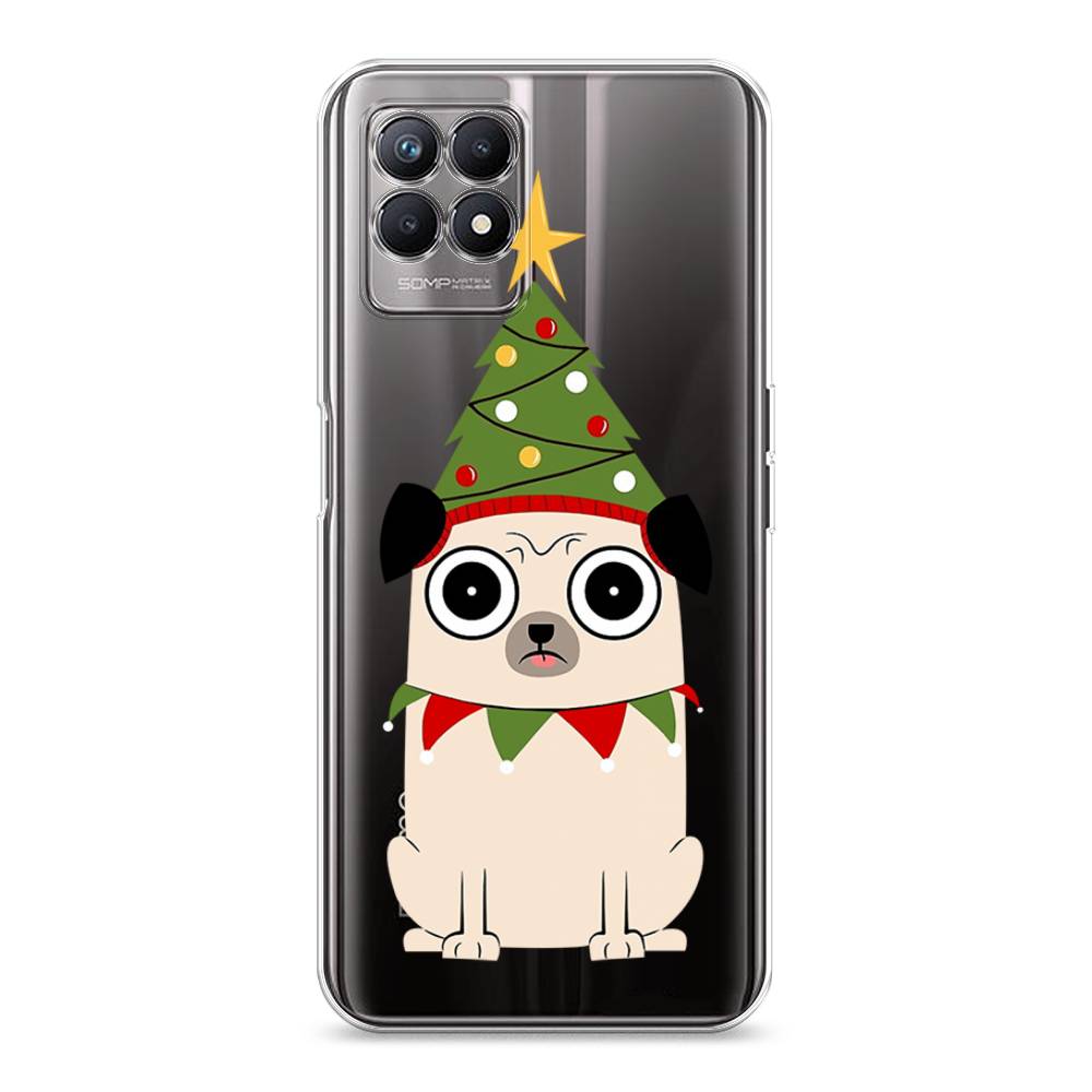 

Чехол на Realme 8i "Собачка с ёлочкой", Бежевый;красный;зеленый, 257350-1