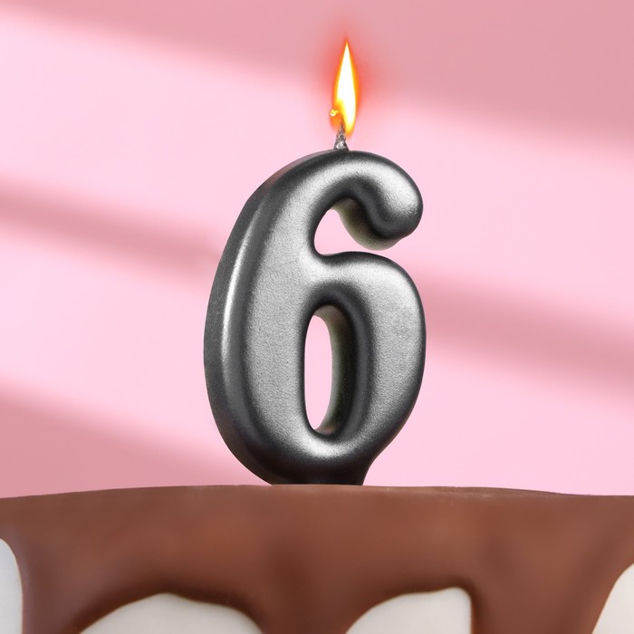 Свеча в торт Овал,цифра 6,мокрый асфальт, 7.8 см
