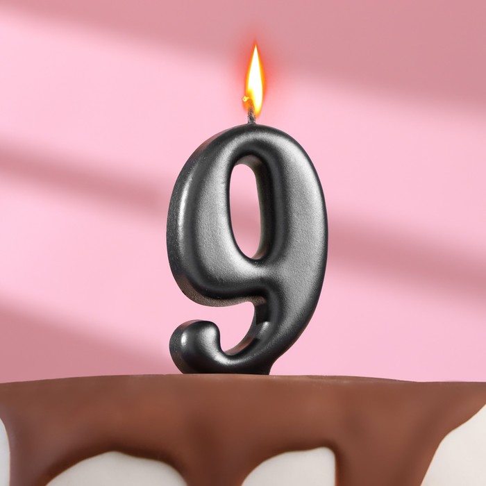 Свеча в торт Овал,цифра 9,мокрый асфальт, 7.8 см