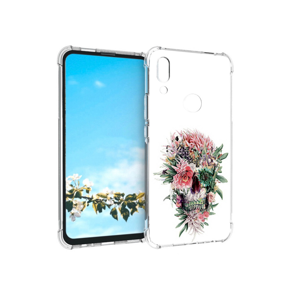 

Чехол MyPads Tocco для Huawei P Smart Z череп из цветов, Прозрачный, Tocco