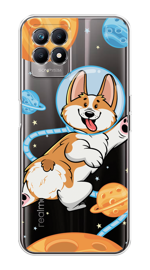 

Чехол на Realme 8i "Корги-космонавт", Голубой;бежевый;белый, 257350-1