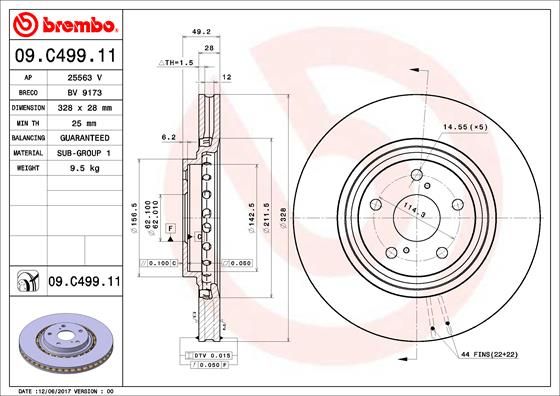 

Диск Тормозной Передний Вент. D=328Мм brembo 09c49911