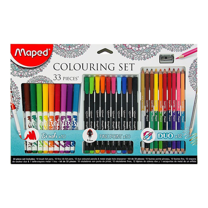 Набор для рисования Maped Color Peps 33 предмета: фломастеры, ручка капилярная, карандаши фломастеры 12 ов maped color peps ocean суперсмываемые с заблокированным пишущим узлом