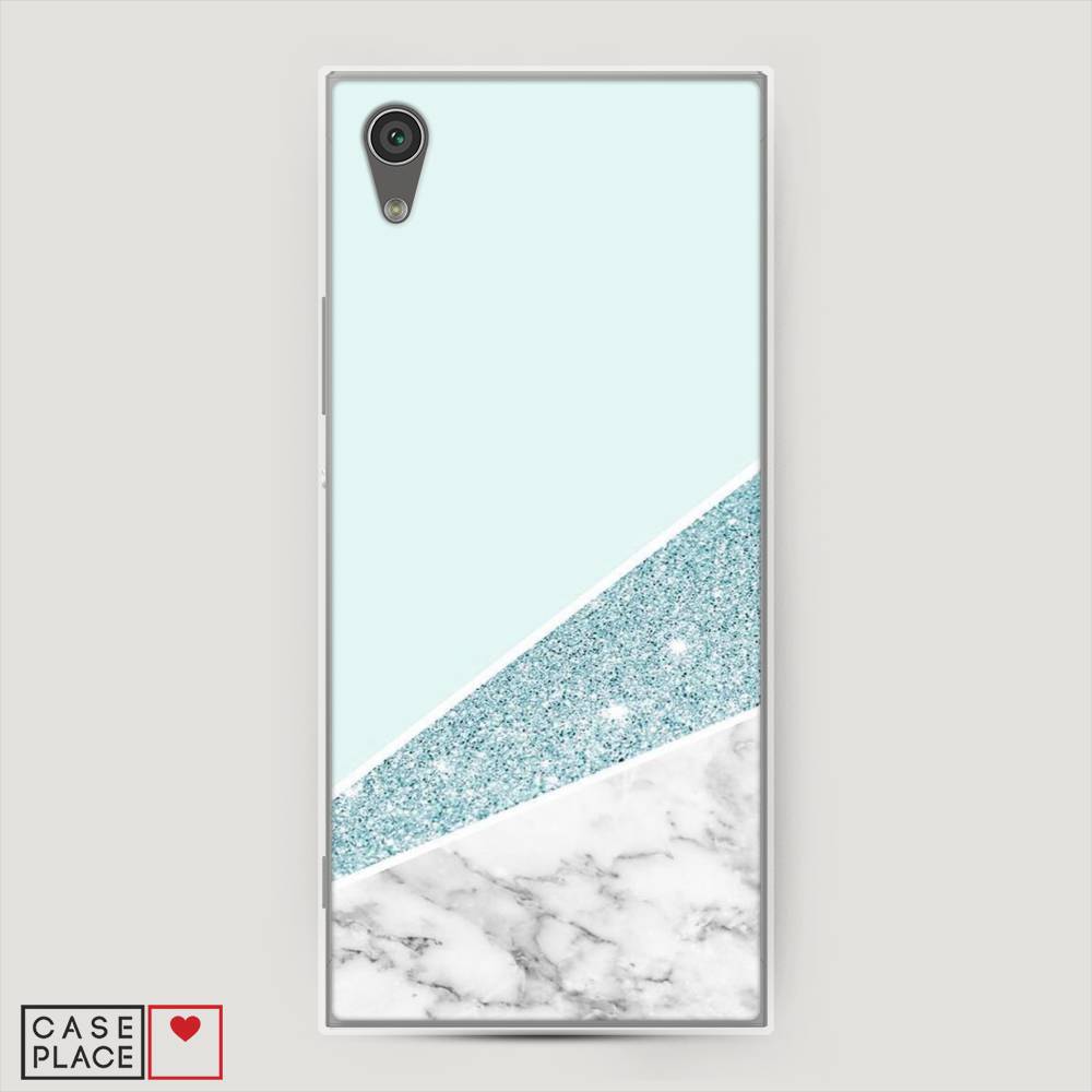 фото Силиконовый чехол "мрамор с голубыми блестками" на sony xperia l1 awog