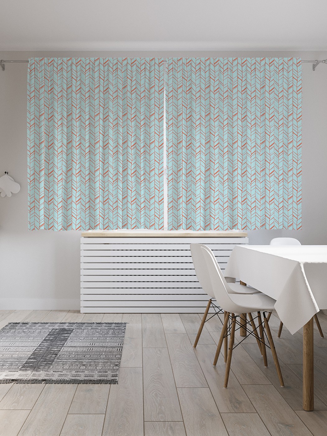 фото Классические шторы joyarty "геометрическое вязание", oxford delux, 2 полотна 145x180 см
