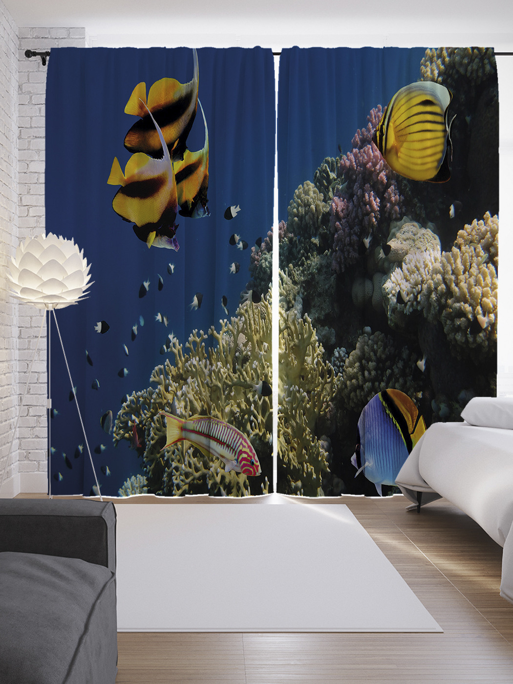 

Шторы JoyArty с фотопечатью "Жизнь среди кораллов" из сатена, 290х265 см, Жизнь среди кораллов