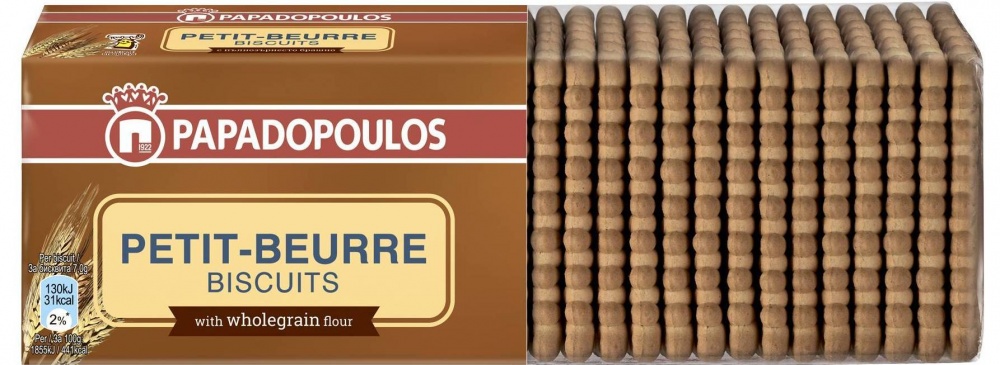 

Печенье PAPADOPOULOS "Petit Beurre" затяжное c цельнозерновой мукой, 225г
