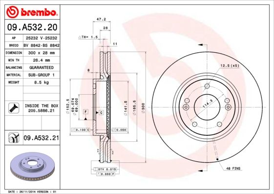 

Диск Тормозной Brembo Painted Disc 09.A532.21 brembo 09a53221