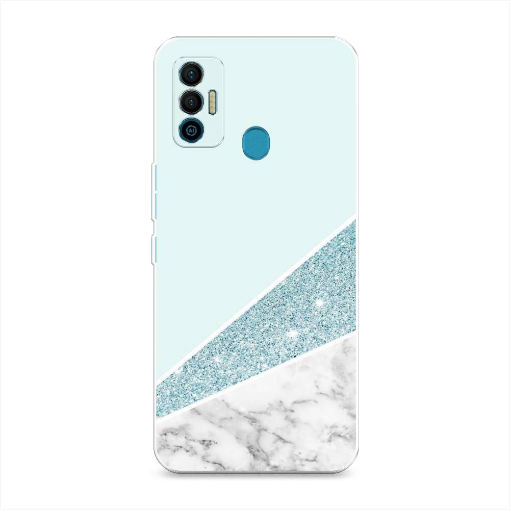

Чехол Awog на Tecno Spark 7 "Мрамор с голубыми блестками", Разноцветный, 301050-3