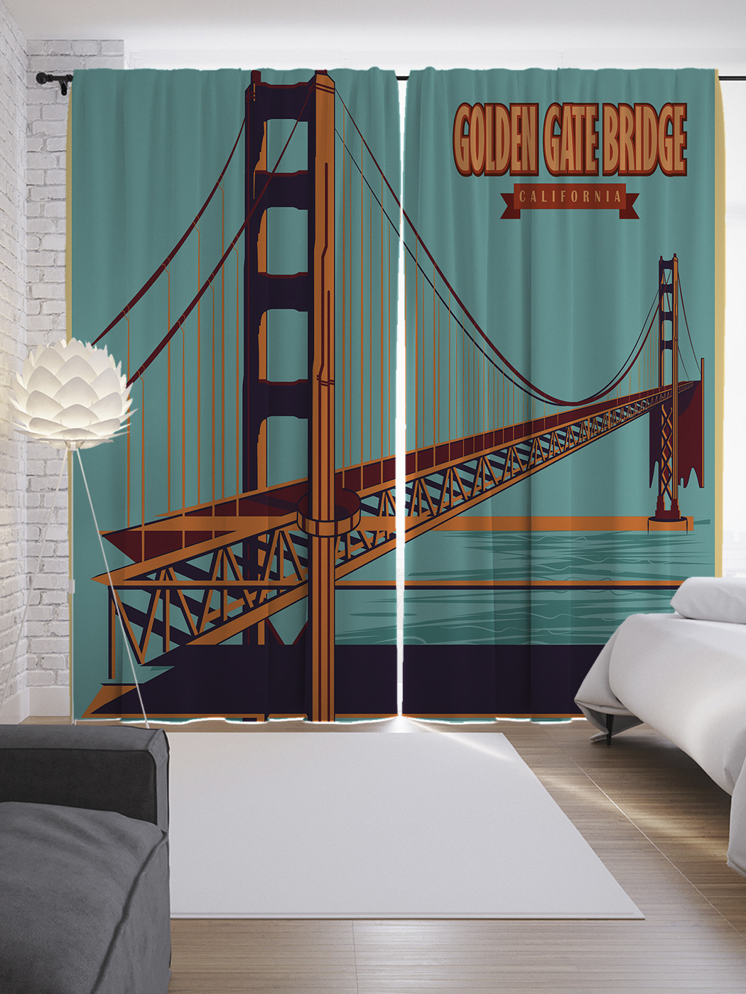 

Шторы JoyArty с фотопечатью "Мост Золотые ворота" из сатена, 290х265 см, Мост Золотые ворота