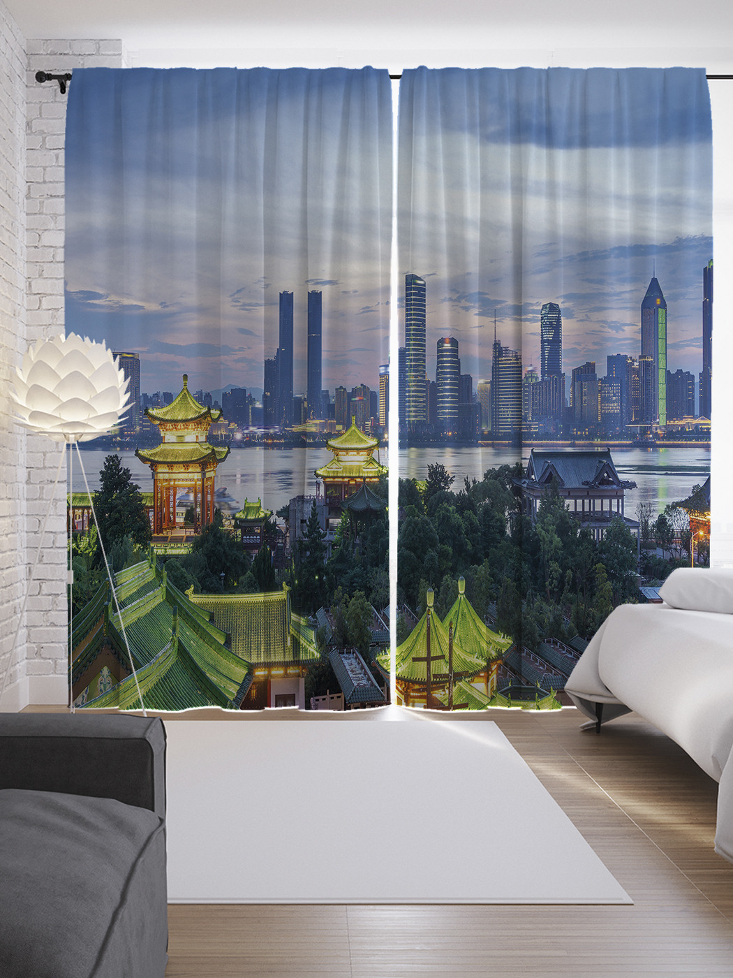 

Шторы JoyArty с фотопечатью "Китайский город" из сатена, 290х265 см, Китайский город