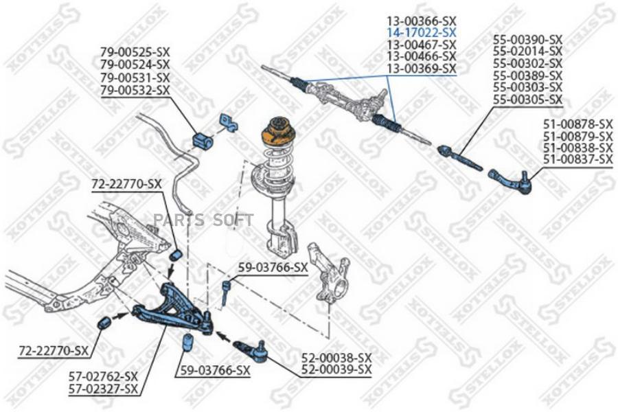

14-17022-Sx пыльник Рейки Рулевой С Г/У Renault Clio/Megan All 96> Stellox 1417022SX