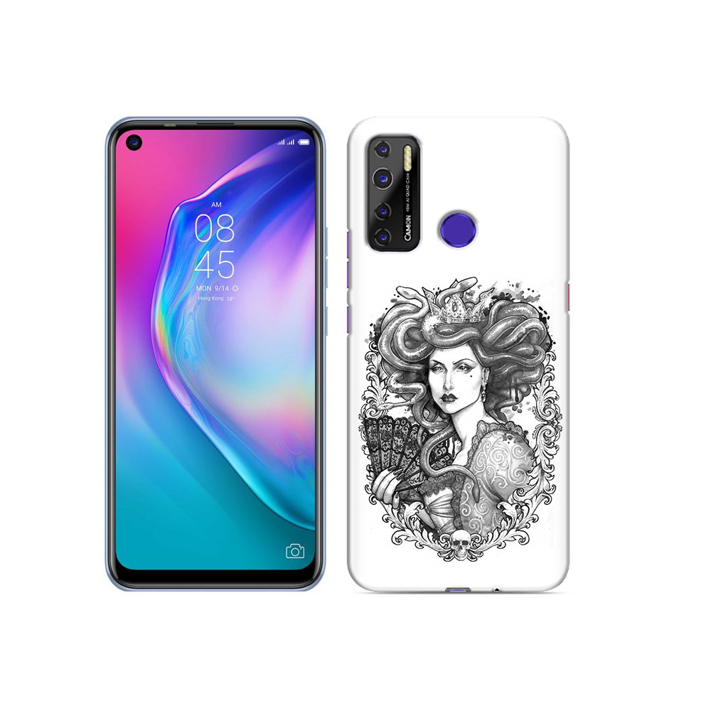 

Чехол MyPads Tocco для Tecno Camon 15 медуза черно белый, Прозрачный, Tocco