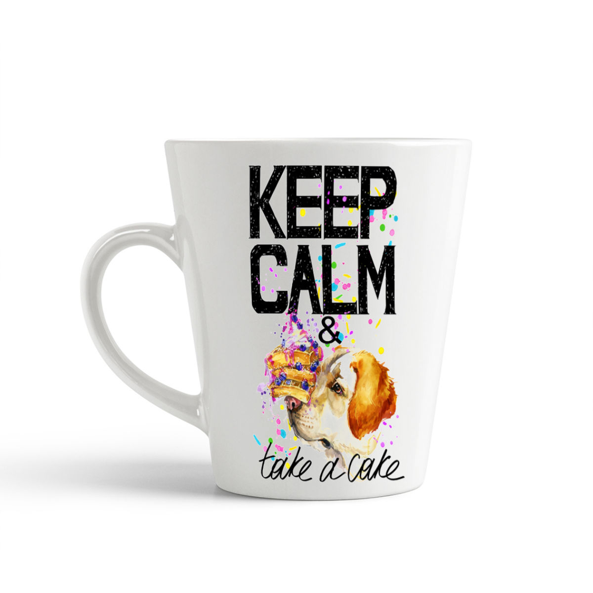 

Конусная кружка CoolPodarok KEEP CALM собака take a cake