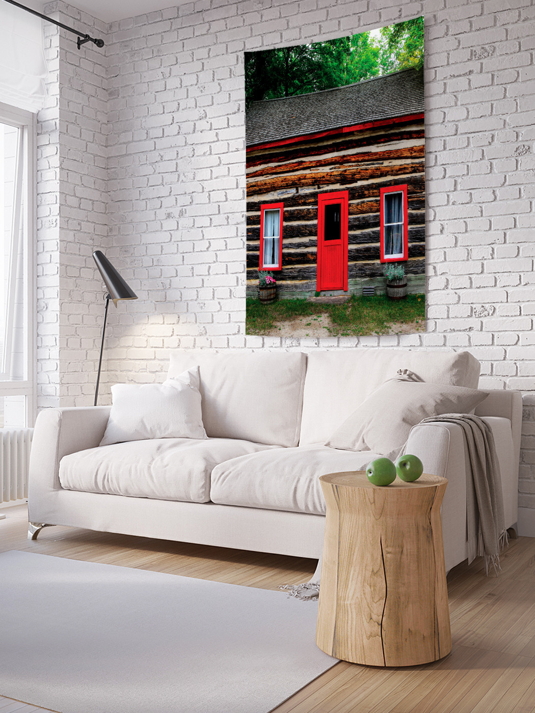 фото Вертикальное фотопанно на стену joyarty "дом с красной дверью", 100x150 см