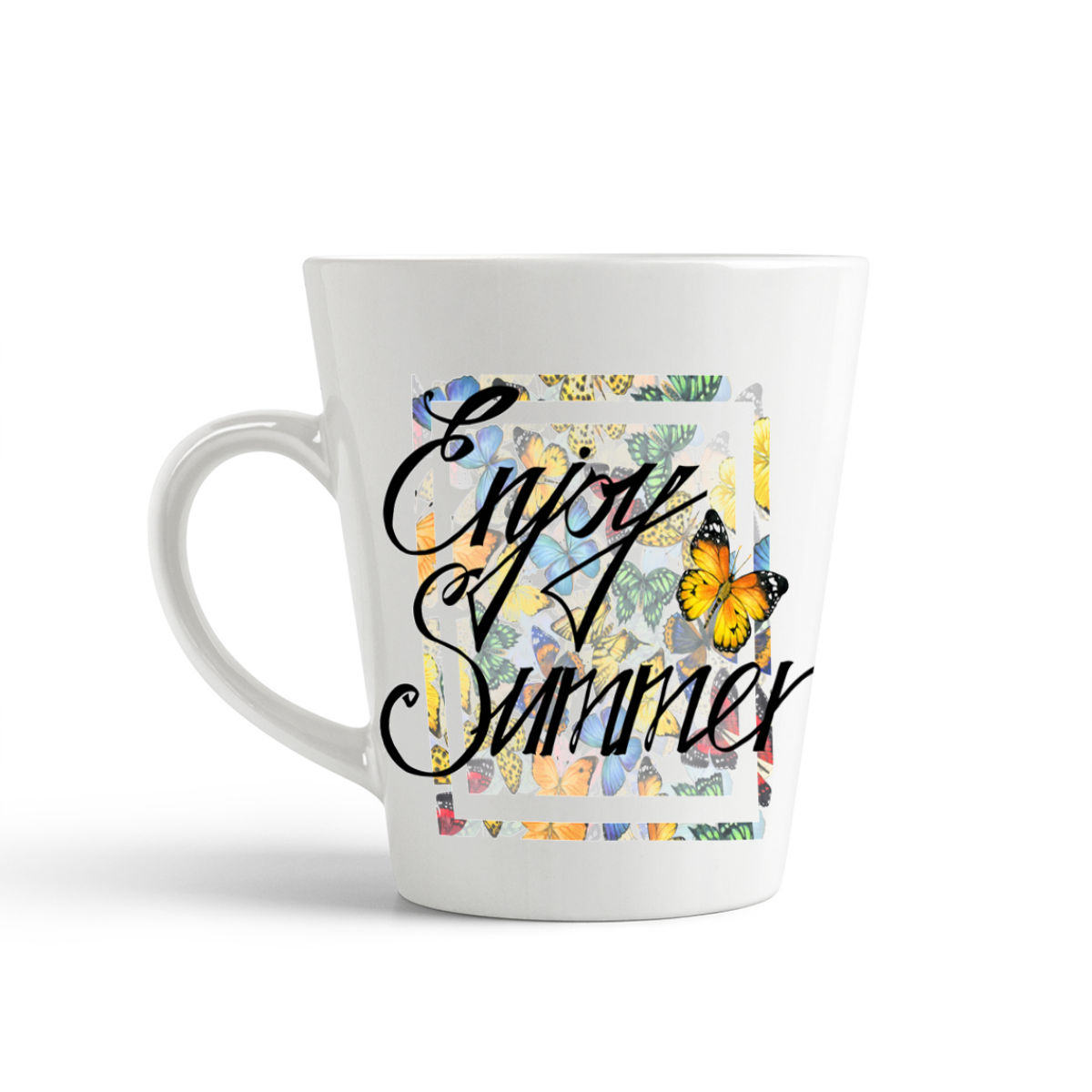 

Конусная кружка CoolPodarok Enjoy summer. Бабочки