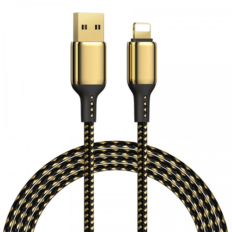 Кабель WiWU Golden Series GD-100 USB - Lightning 2.4A 18w 1.2m Gold+Black