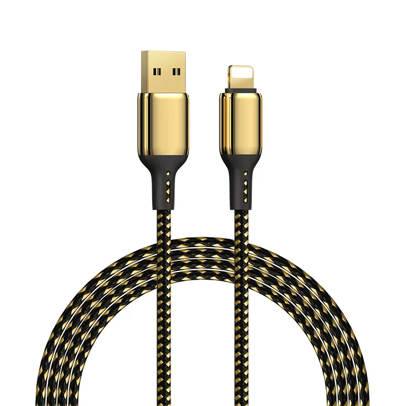 Кабель WiWU Golden Series GD-100 USB - Lightning 2.4A 18w 3m Gold+Black