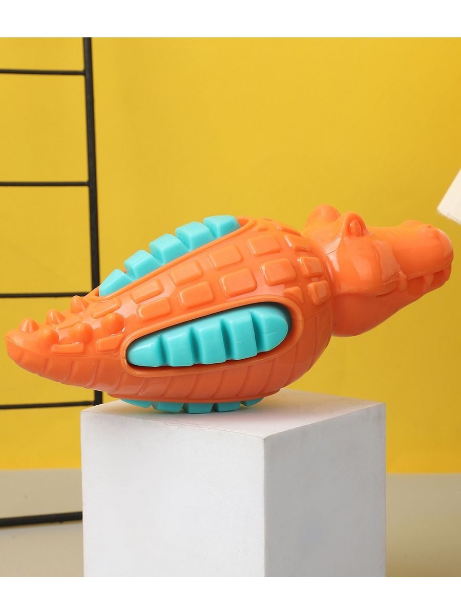 Игрушка для животных COSY Крокодил с пищалкой, оранжевая, TPR, 16х7х7 см