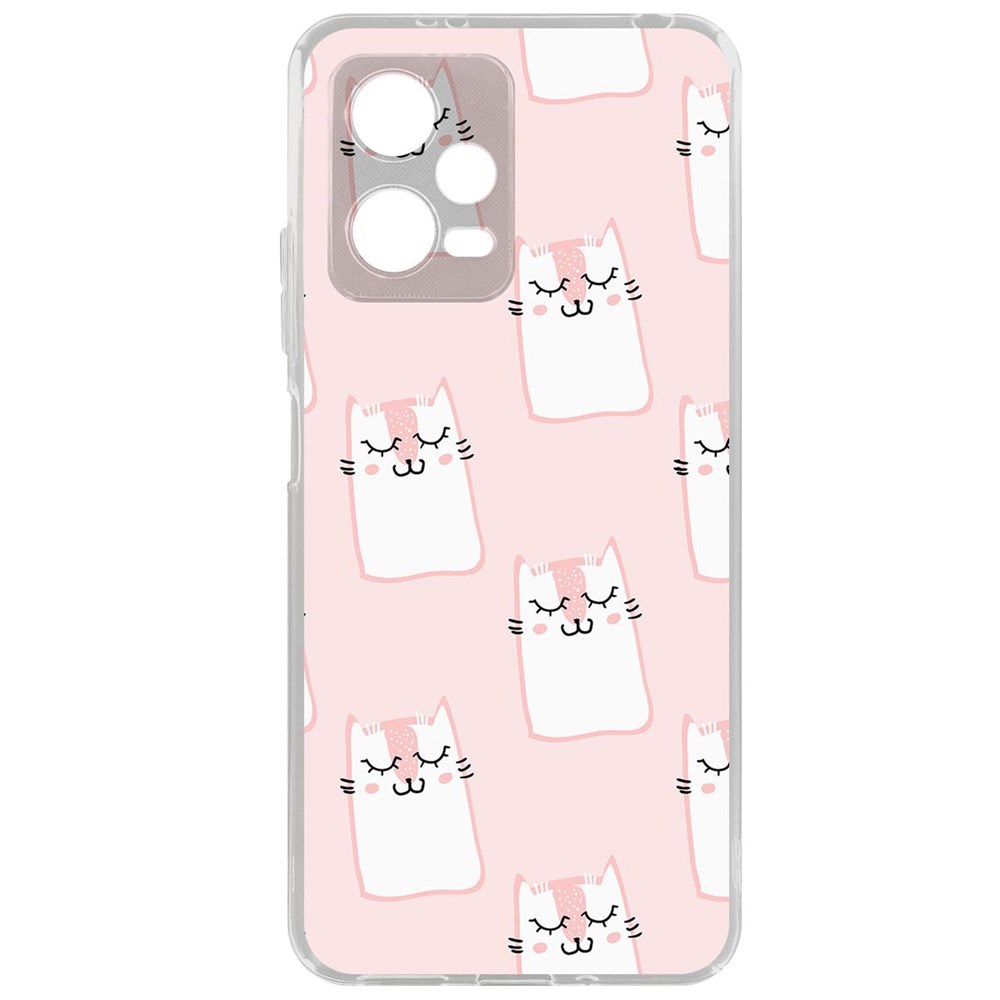 

Чехол-накладка Krutoff Clear Case Котики паттерн для Poco X5, Прозрачный