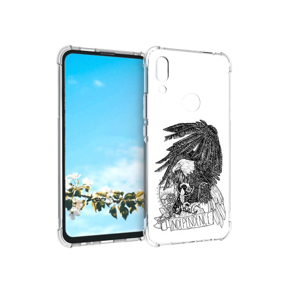

Чехол MyPads Tocco для Huawei P Smart Z черно белый сокол, Прозрачный, Tocco