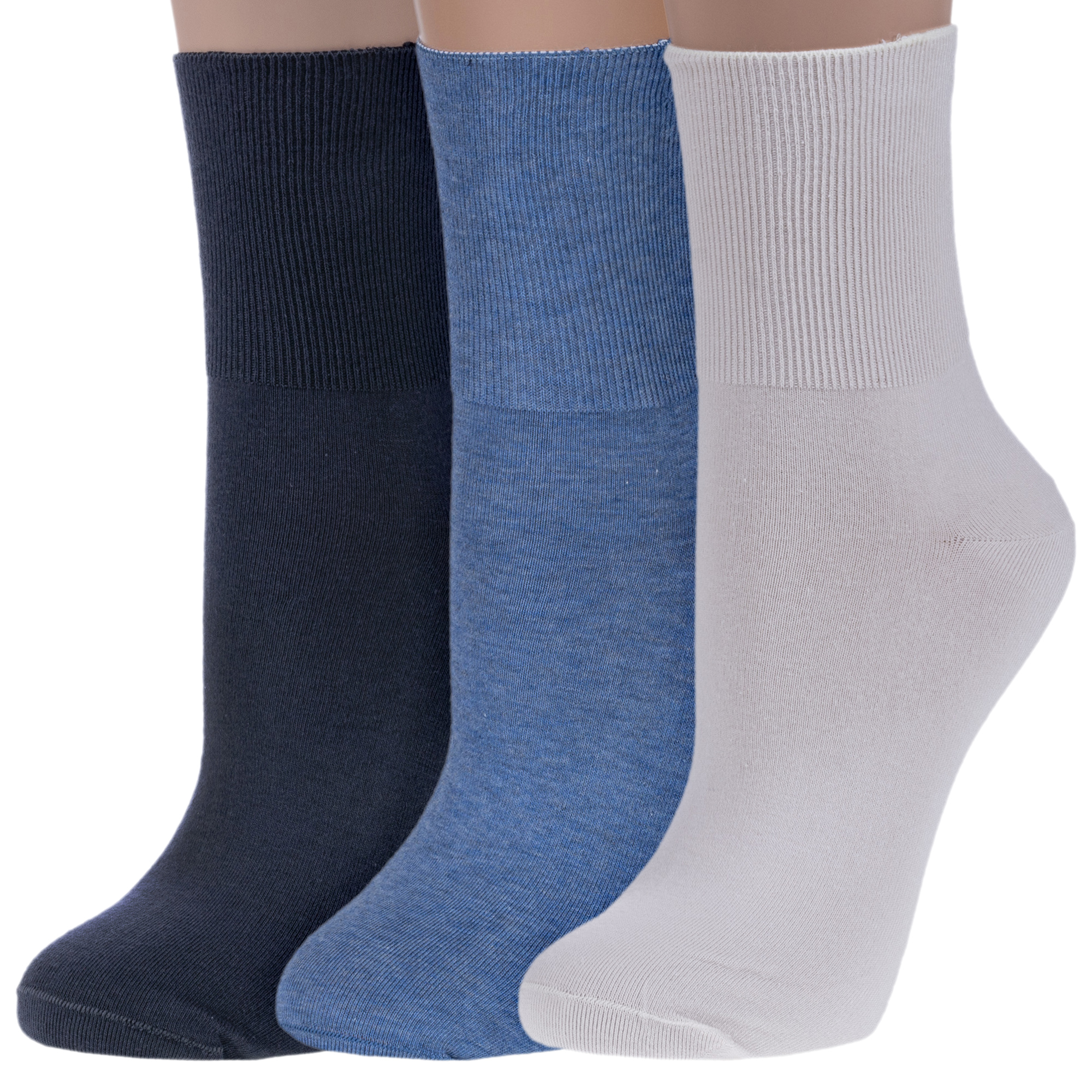 Комплект носков женских Rusocks 3-Ж-1800 серых; синих; бежевых 23-25