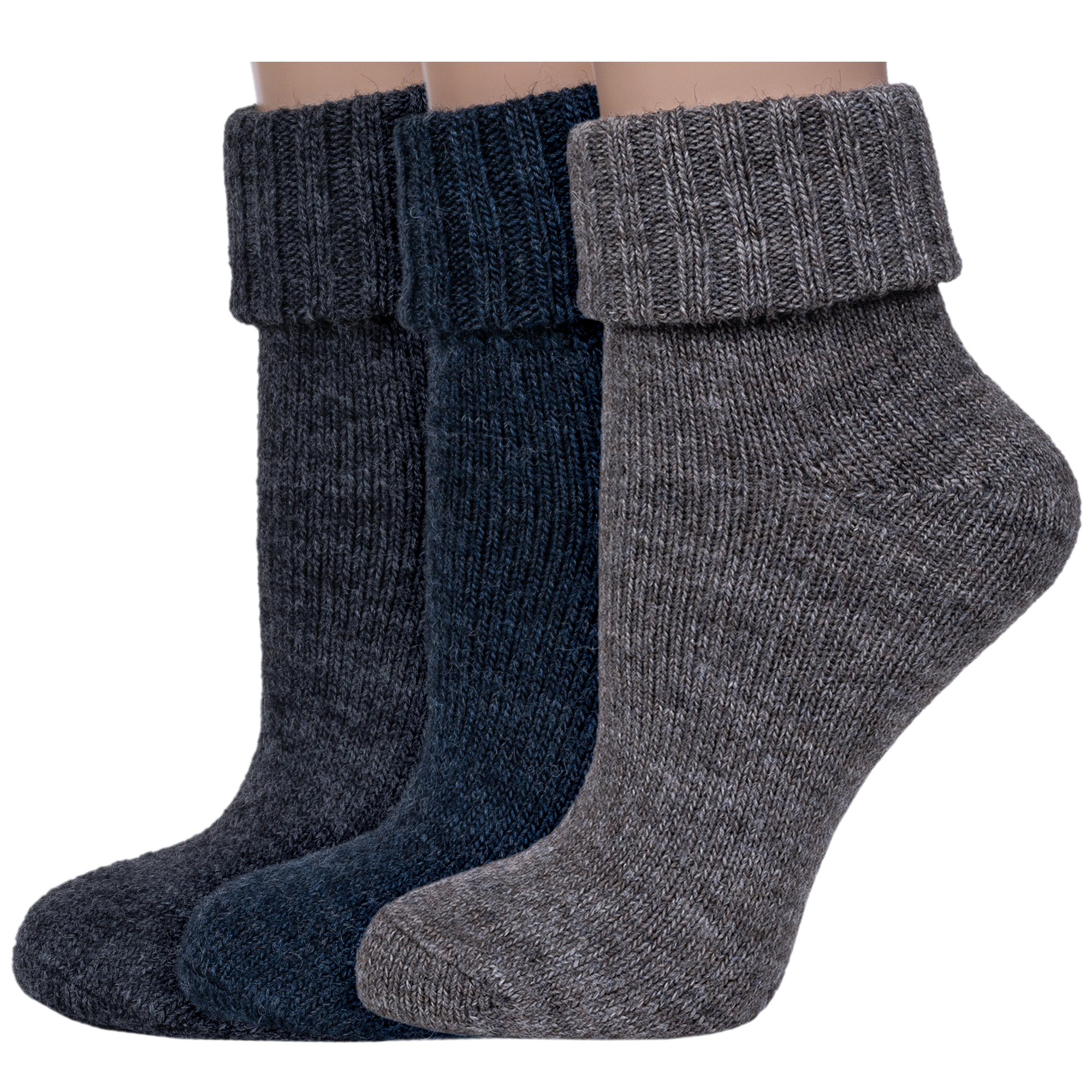 Комплект носков женских Rusocks 3-Ж-195 серых; синих 23-25