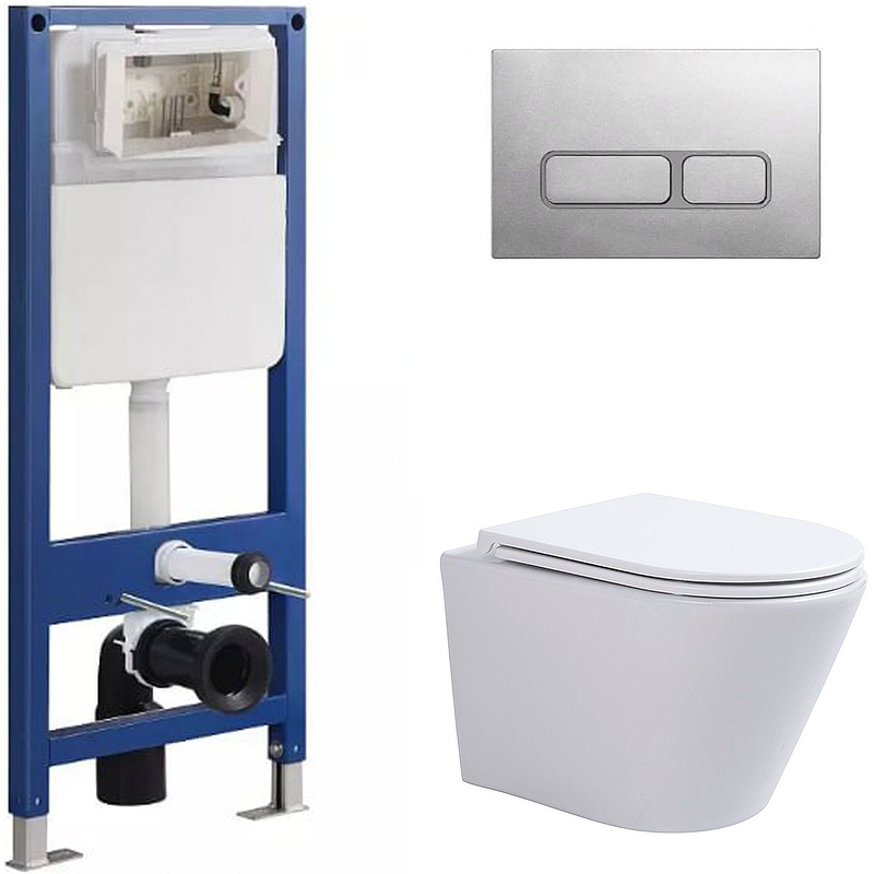 Комплект унитаза Sintesi SIN-CCI-SMP-101,SIN-FB-BSC-503,SIN-TS-SLR-181 с сиденьем Микролиф