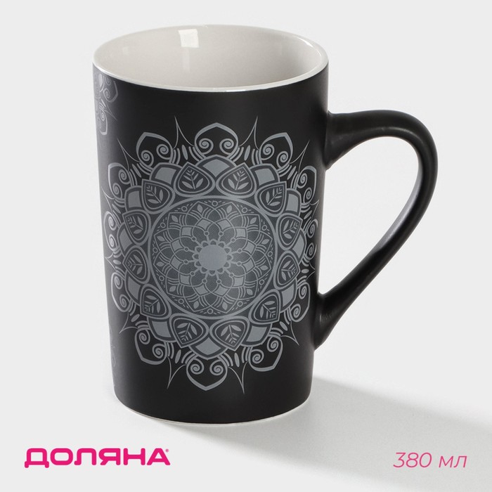 

Кружка Доляна «Мандала» 9277906, 380 мл, фарфоровая белый узор, Мандала