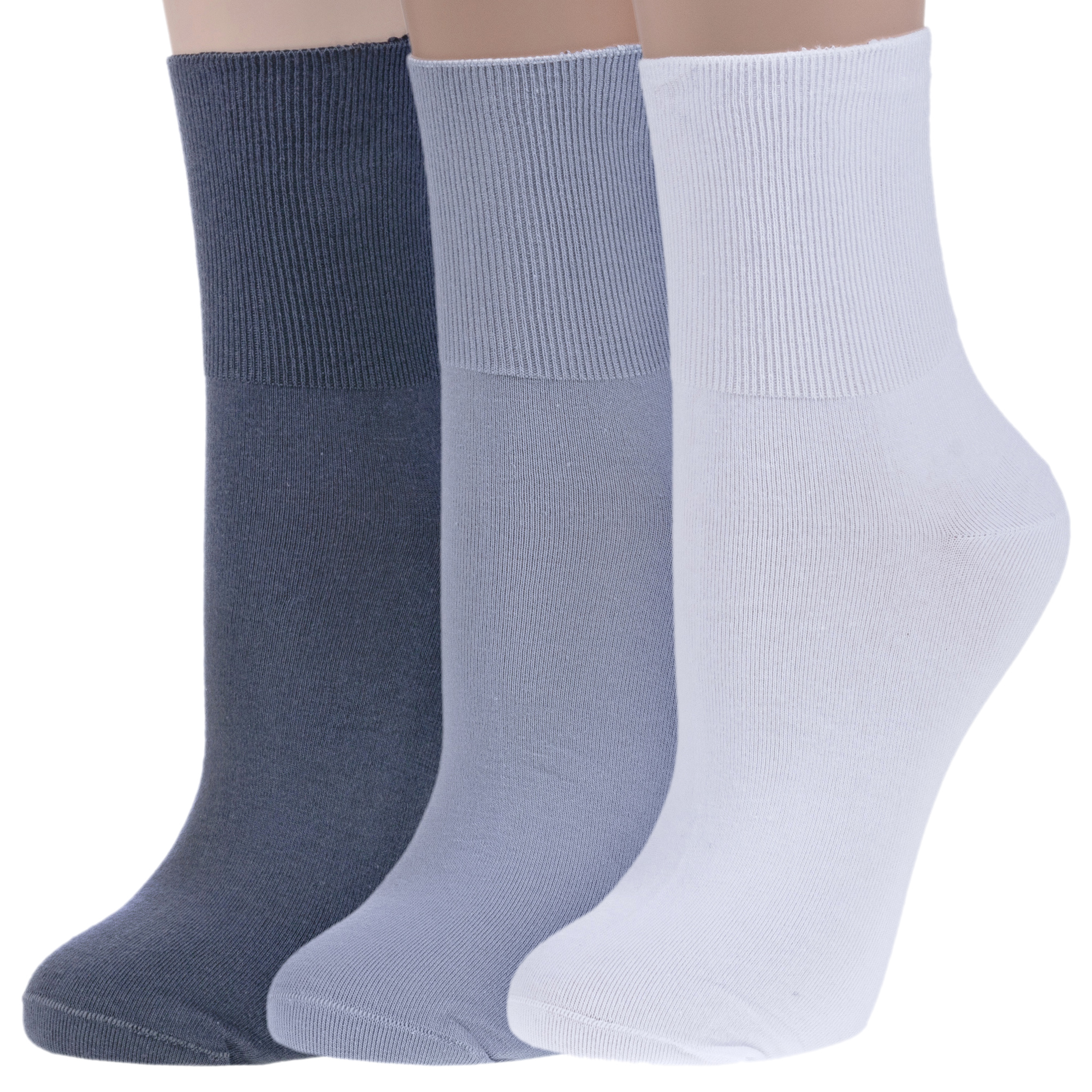 

Комплект носков женских Rusocks 3-Ж-1800 серых; белых 23-25, Серый;белый, 3-Ж-1800